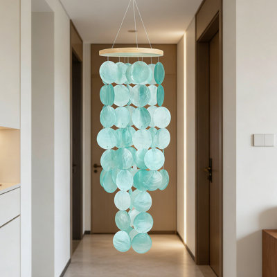Handmade Capiz Shell Wind Chimes – Large 24" Length,  Coastal Elegance For Balcony, Porch, Living Room, Timeless Gift For Nature Lovers