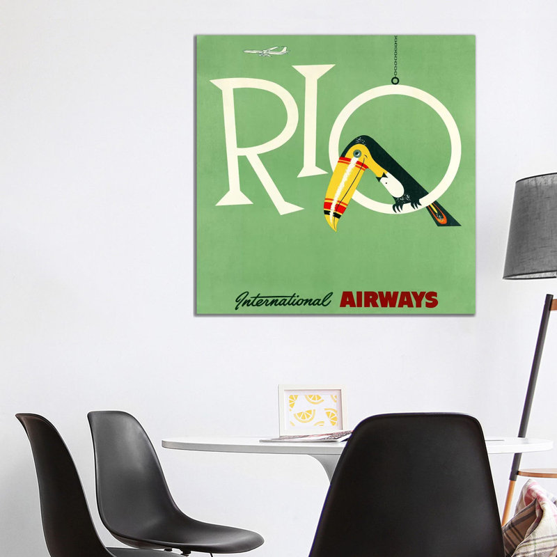 Rio Travel Poster, International Airways by Piddix - Wrapped Canvas Print, 93.98 cm H x 93.98 cm W x 1.91 cm D