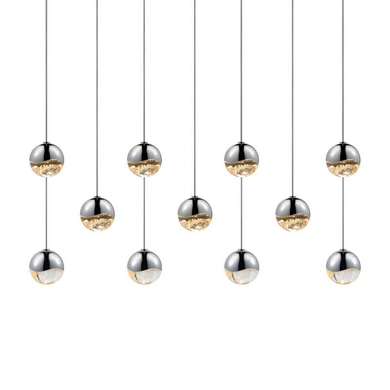 Grapes 11 - Light LED Cluster Pendant, Polished Chrome, 2.5" H x 36.25" W x 8.5" D