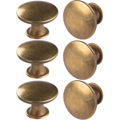 Paquet de 6 boutons d'armoire - Poignées rondes en alliage d'aluminium pour cuisine, salle de bain, commode, armoire avec vis incluses