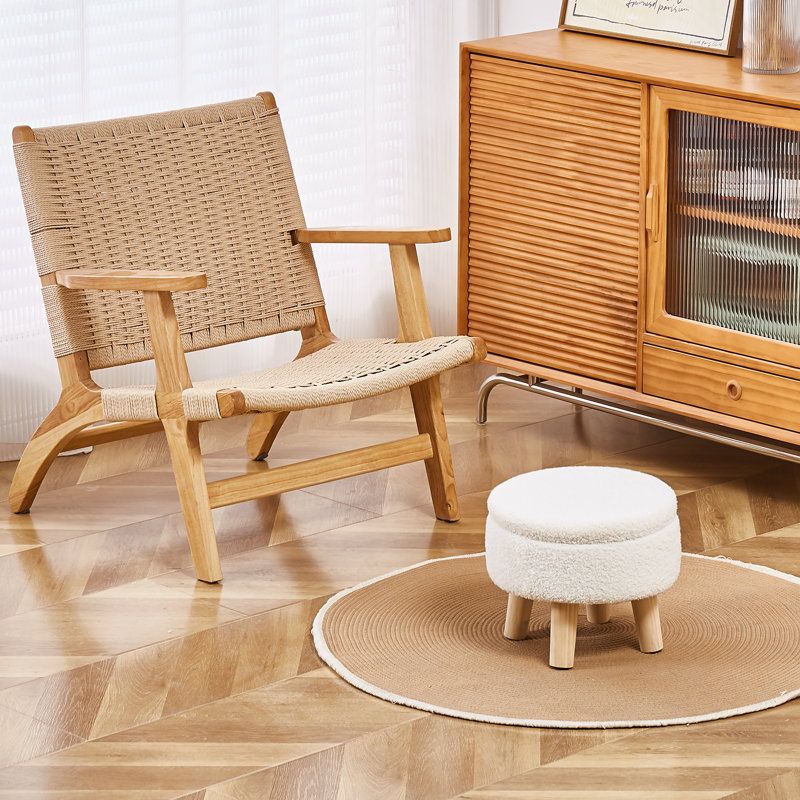 Wood Accent Stool with Storage, White