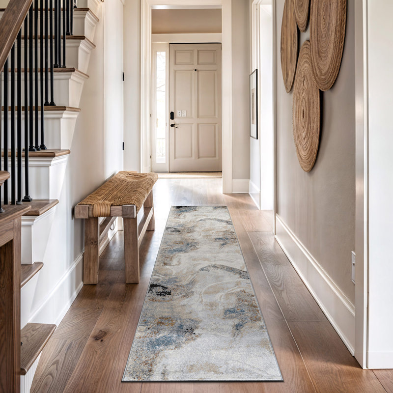 Desert Drift Beige Area Rug – Abstract Pattern, Easy To Clean, Runner 2'2" x 12'