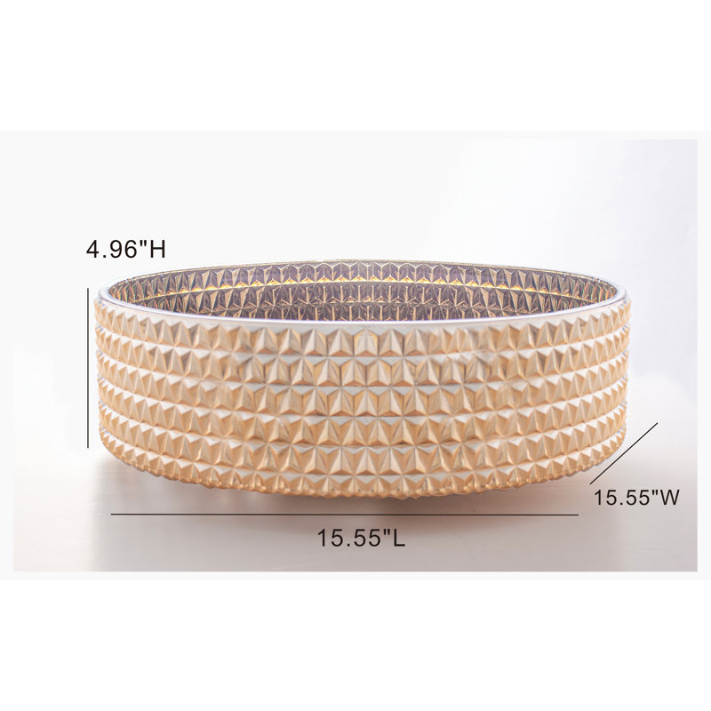 Lavabo de salle de bain vasque circulaire en verre 15,55 po Hewei, Doré