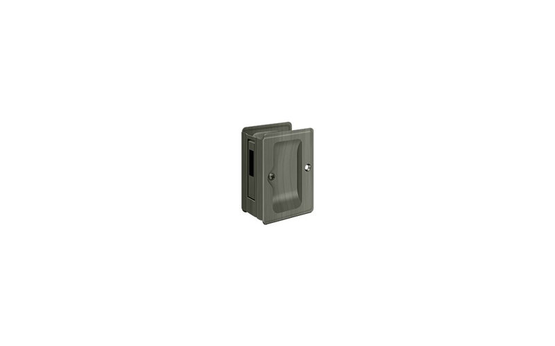 Deltana SDAR325U26 HD Pocket Lock, Adjustable, 3-1/4" x 2-1/4" Sliding Door Receiver in Polished Chrome, Antique Nickel