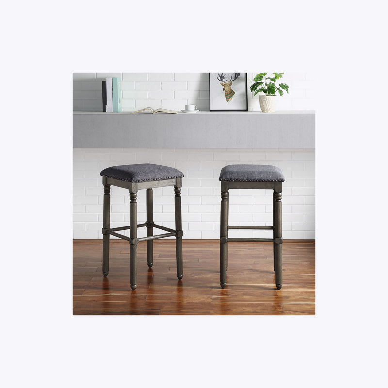 Tabourets de bar en bois Arnhem, ensemble de 2, brun clair, Gris