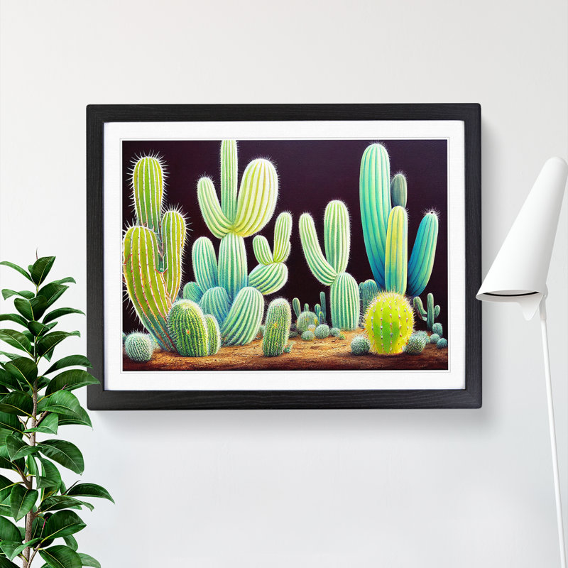 Legendary Cactus - Single Picture Frame Print, Black Framed, 46cm H x 64cm W x 2cm D