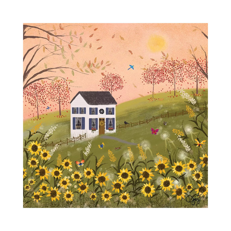 Autumn Pink Sky 1 Piece Painting on Canvas, 66.04cm H x 66.04cm W x 1.9cm D, Wrapped Canvas