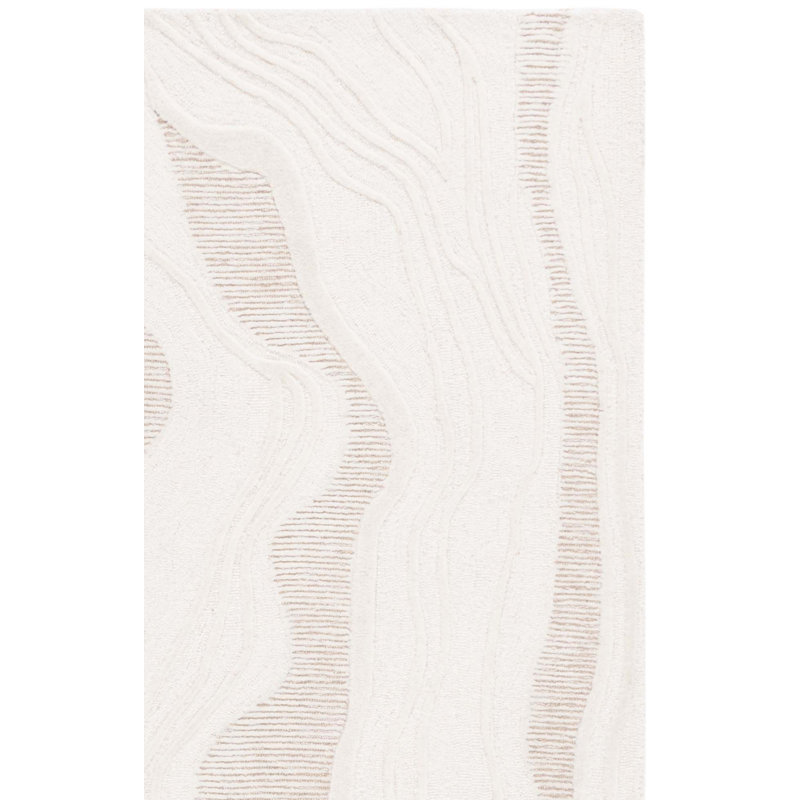 Jayanne Hand Tufted Wool/Cotton Abstract Rug in Natural/Ivory, Rectangle 6' x 9'