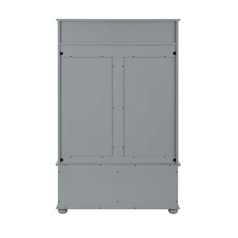 Gray MDF and Rattan Hall Tree with Storage Bench