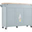 Îlot de cuisine pliable avec rangement, gris-bleu 33,2 po de largeur. 48,73 po de profondeur. Option de pieds de meuble stationnaire. Loquet et tablette en métal bleu-1551802139