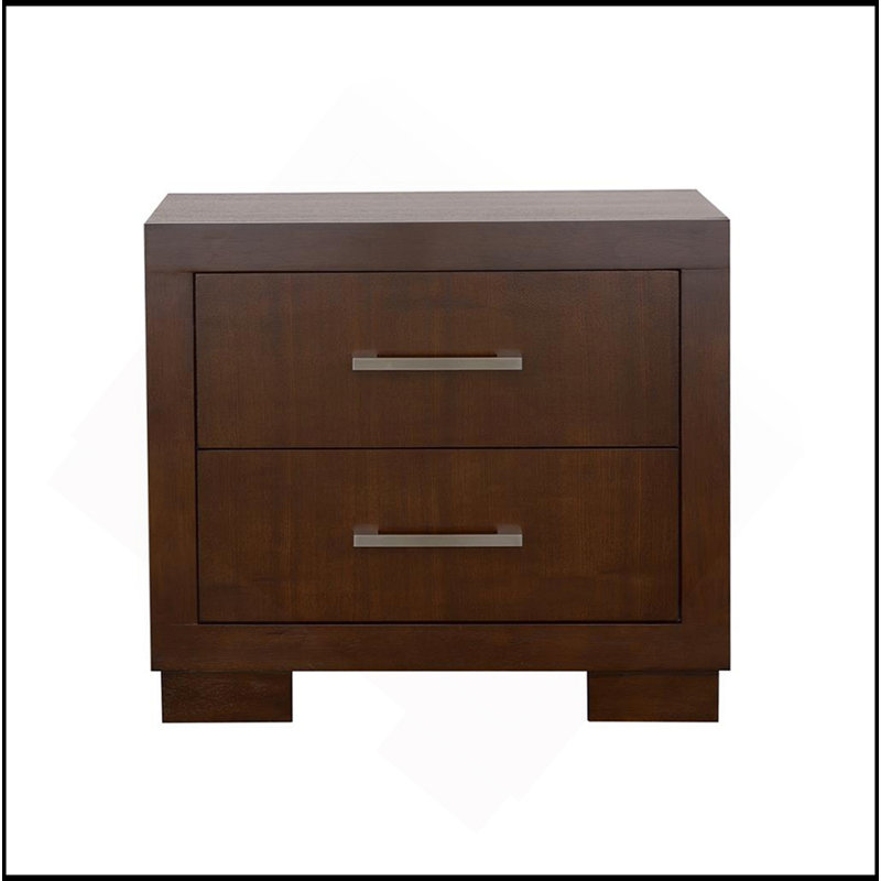 Table de chevet 2 tiroirs en panneau de fibres à densité moyenne avec finition cappuccino