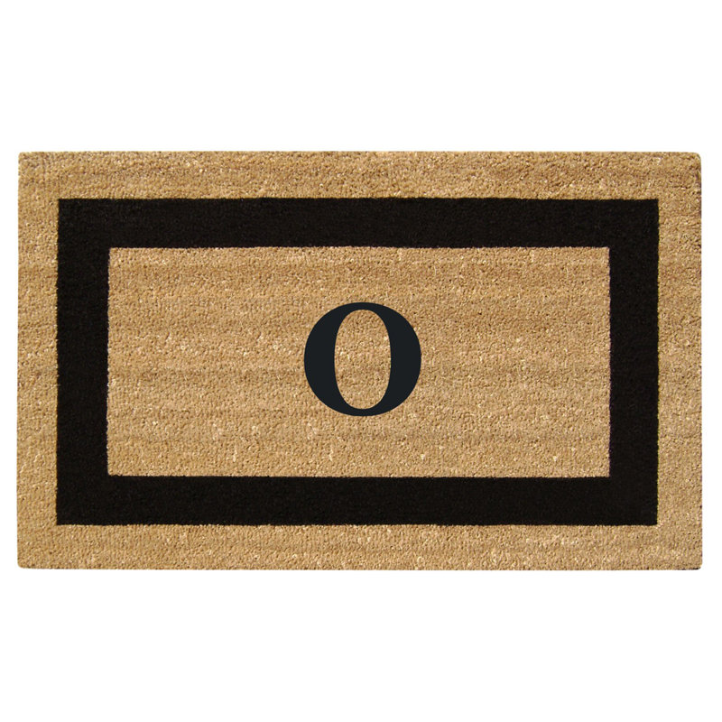 Tapis de porte d'extérieur antidérapant monogrammé 36 po x 20 po Hanningt, O