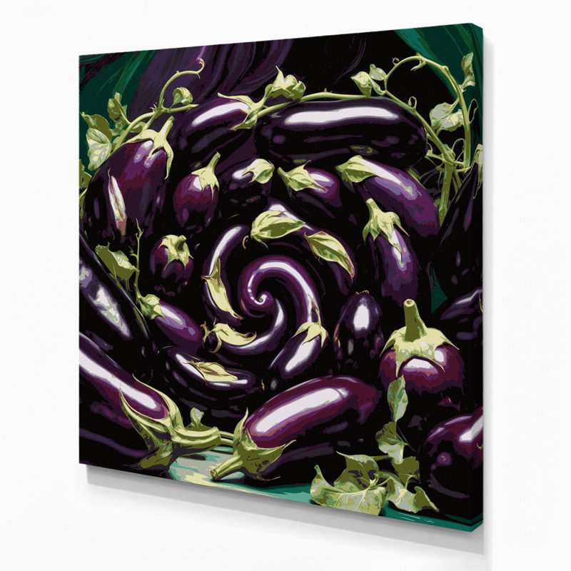 Légumes, aubergine, globe, toile mauve, art mural, H 12 po x l 12 po