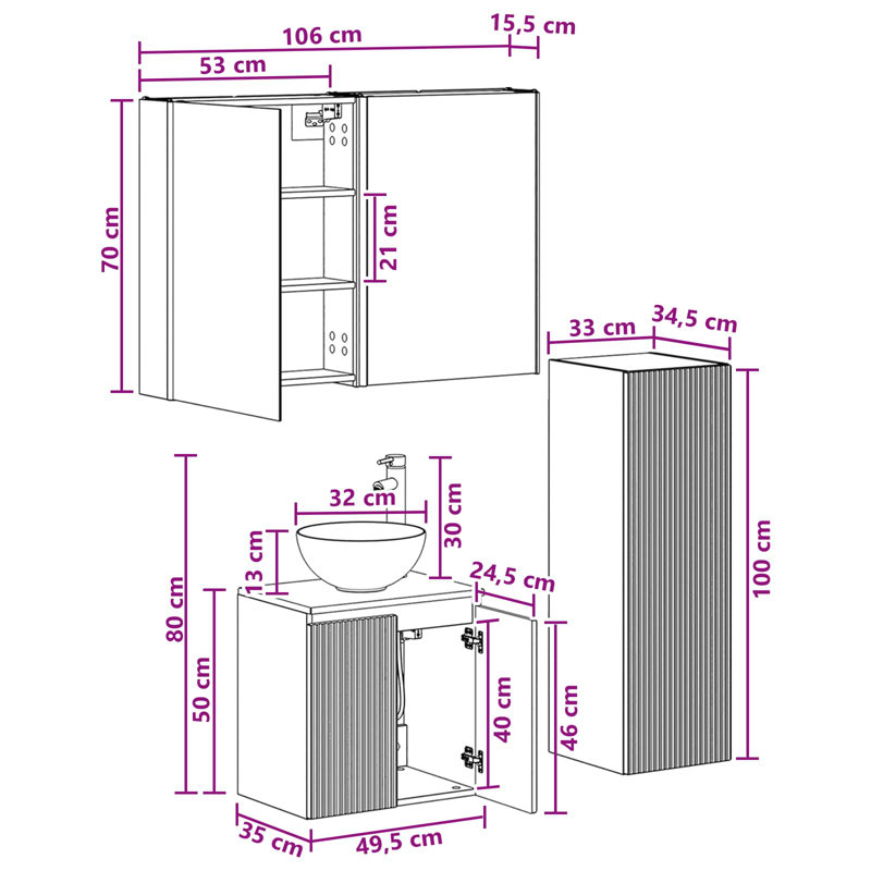 Vanity & Mirror Set, Light Wood