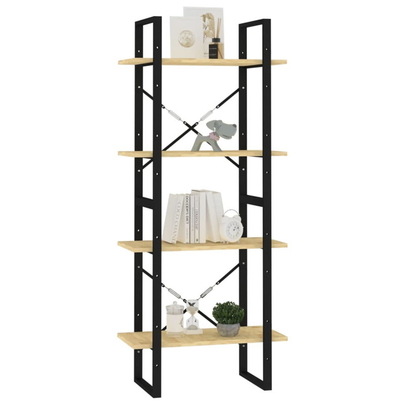 Bibliothèque vidaXL Bibliothèque en bois de pin massif et métal, Marron clair, H 55,1 po x l 23,6 po x P 11,8 po