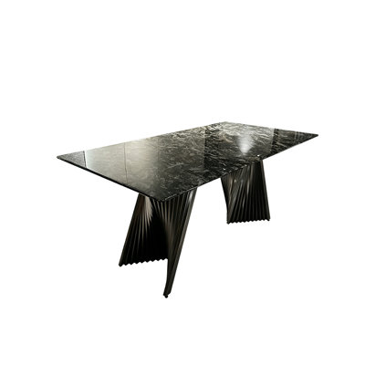 62.99"Modern Light Luxury Rectangular Dining Table with Luxury Natural Stone Slab Top