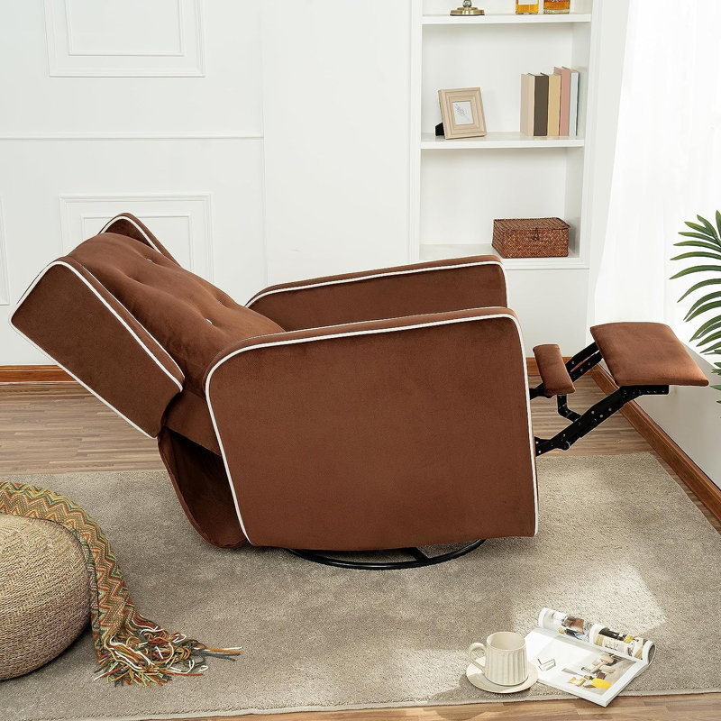 Fauteuil inclinable manuel et pivotant de 30 po Khyara, Microfibre chocolat