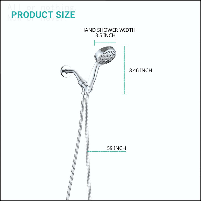 5 Mode Adjustable Settings Handheld Shower Head with Hose High Pressure Shower Heads, Chrome
