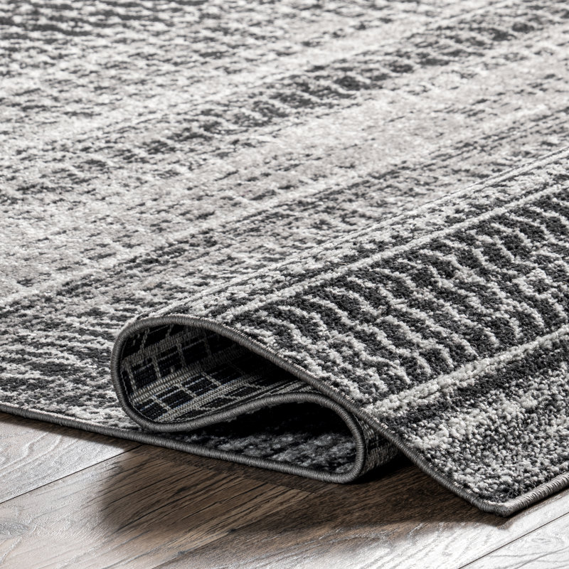 Canizales Striped Area Rug for Living Room Bedroom Dining Room Kitchen, Dark Grey/Ivory, Rectangle 9'10" x 14'