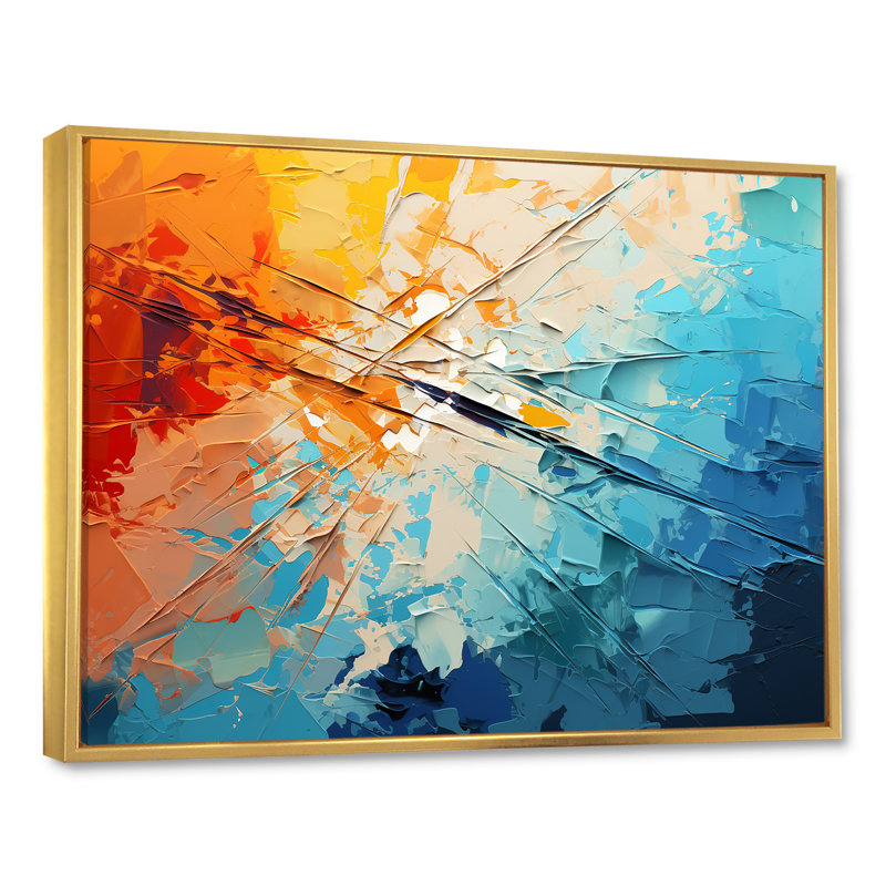 Panneaux solaires bleu sarcelle Minimalisme - panneaux solaires, Cadre flottant doré, H 12 po x l 20 po x P 1 po