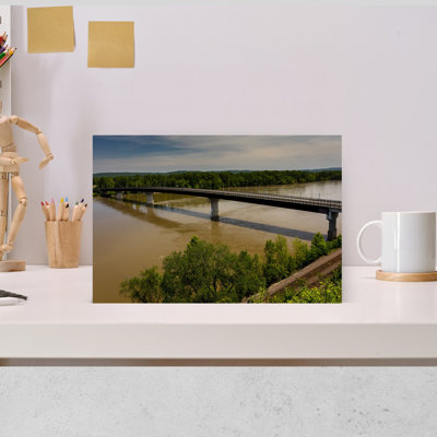 The Hermann Bridge Between Gasconade And Montgomery County, Hermann, Missouri, Usa Abstract Contemporary Architecture Landscape Wall Art