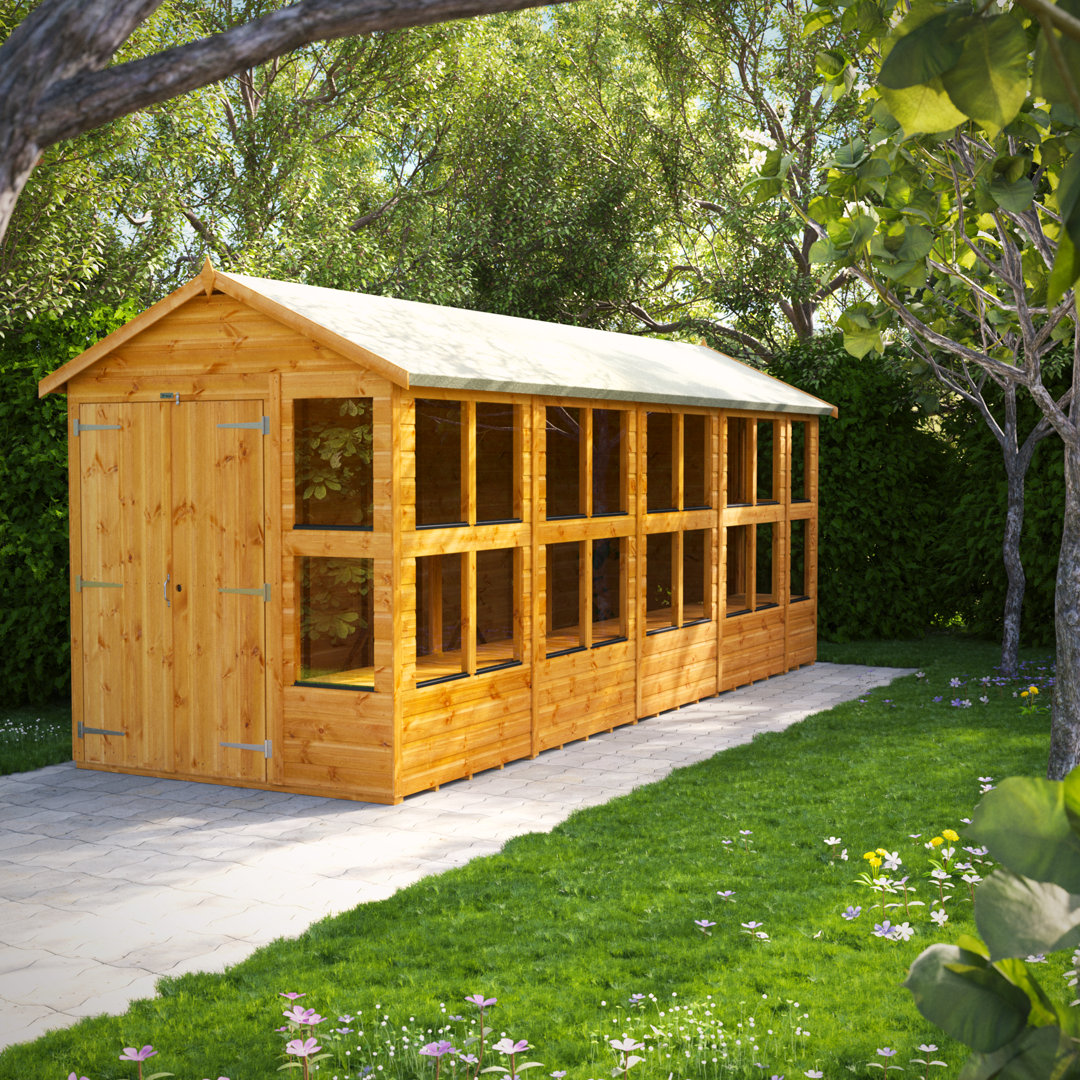 Powersheds 18 x 6ft Timber Tongue & Groove Potting Shed, Double Doors