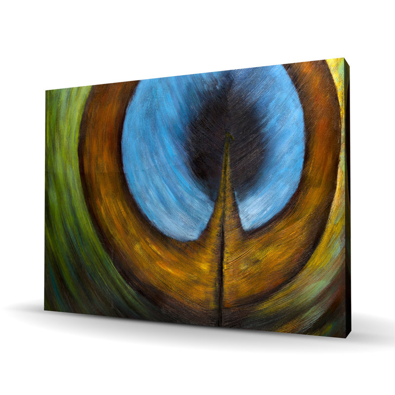 Peacock Feather Center - Elegant Canvas for Bedroom Decor