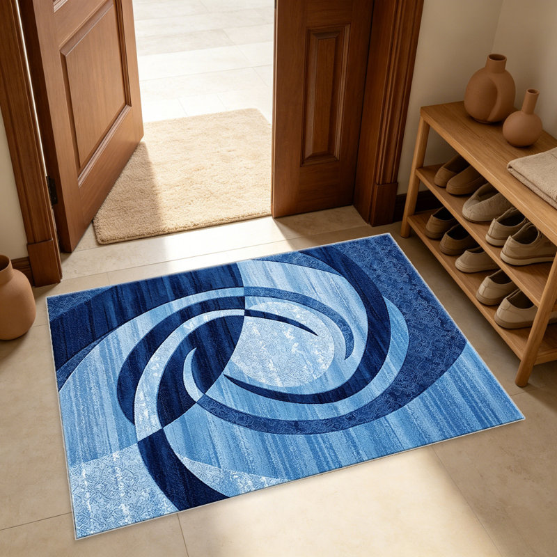 Blue Abstract Swirl area rugs for Living Room, Soft and Comfortable, Suitable for all seasons, easy to maintain, machine washable Indoor floor mat, Under Table Farmhouse suitable for Bedroom, Dining Room, Study, Patio, Balcony, Home Decor