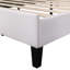 Lit plateforme tapissier beige avec tête de lit à motif floral - aucune fondation requise, surface de repos stable en velours ravissant-119524783-119524782