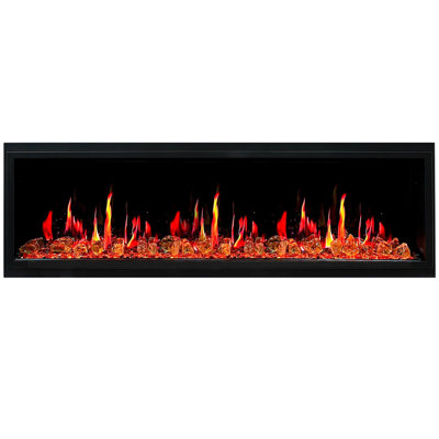 Litedeer Latitude 65" Smart Ultra-linear Electric Fireplace (ZEF65XA) Ultra-Slim Linear Wall Fireplace with WiFi App, Multi-Color Flame, Driftwood Logs , Reflective Amber Glass & 1500W Heater