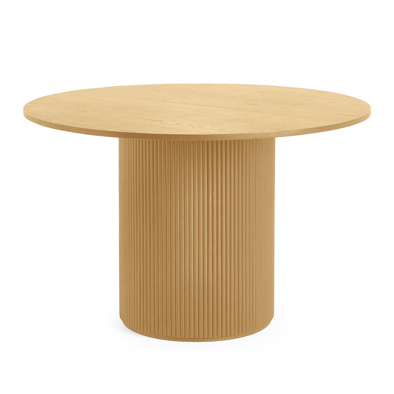 Auman Fluted Round Dining Table, Light Oak