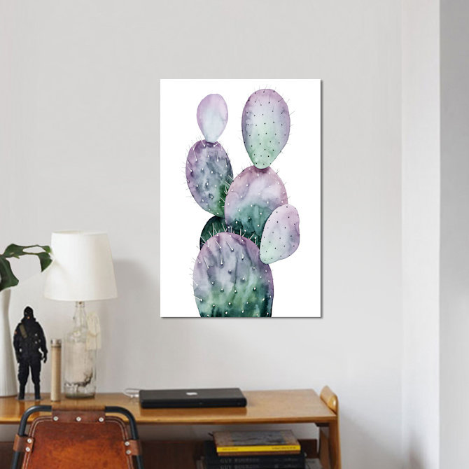 «Purple Cactus II», reproduction sur toile, H 18 po x l 12 po x P 1,5 po, Toile tendue, Pas de tapis