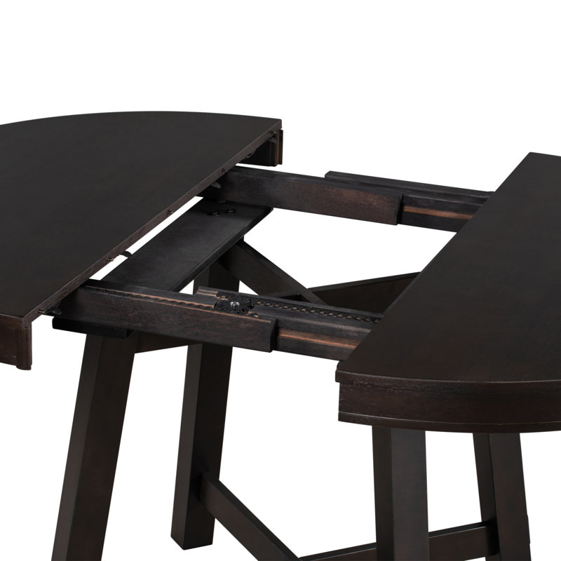 Ensemble de table de salle à manger extensible 5 pièces en bois et 4 chaises rembourrées Trexm