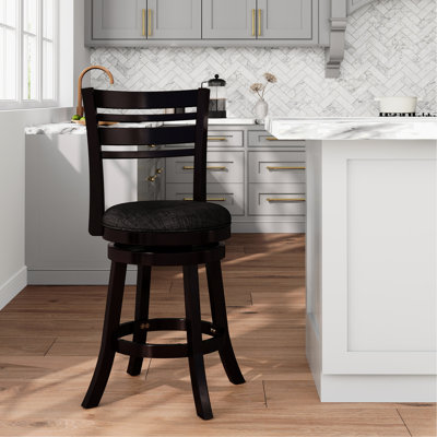 24" Counter Height Swivel Stool In , Charcoal Fabric - Construction Materials Slat Back Seat, Attractive Seat Design