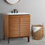 Meuble-lavabo à 2 tablettes à lattes moderne Calandre 30 po Calandre (lavabo non inclus)-93805378