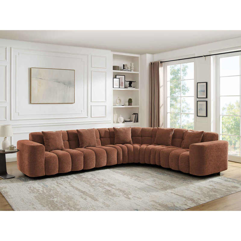 Canapé de style L 6,3 po Jacob Minimore, Chenille rouille
