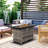 Black Propane Gas Fire Pit Table – Stainless Steel+Wicker With Volcanic Stone, 2-In-1 Outdoor Dining/Coffee Table, Patio/Backyard Party Essential-2020568984