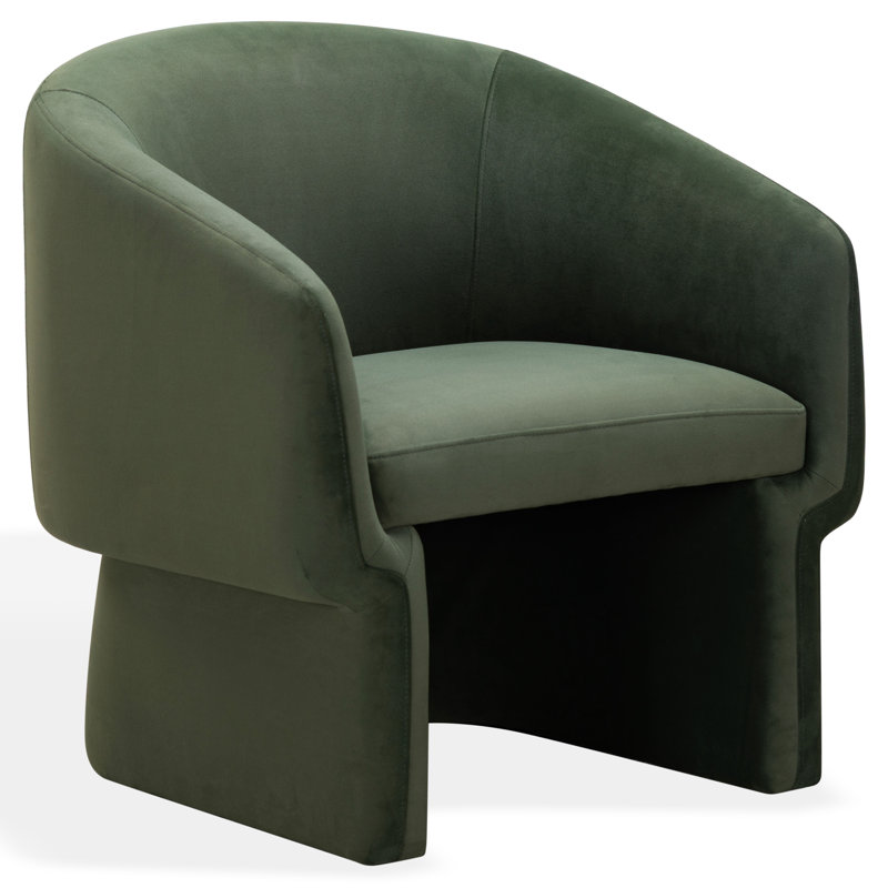 Fauteuil demi-tonneau en velours de 74,93 cm de largeur Mia, Velours vert olive