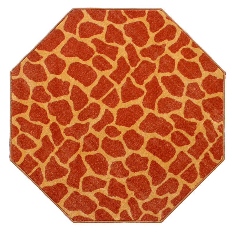 Tapis orange à imprimé animal, Octogone 12 pi