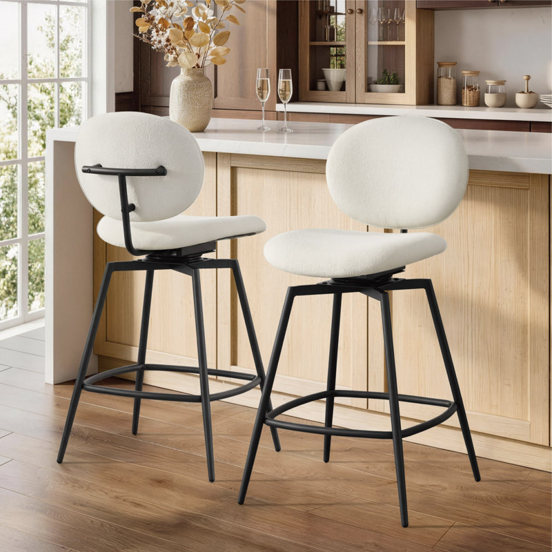 Tabouret de bar rotatif moderne, Blanc