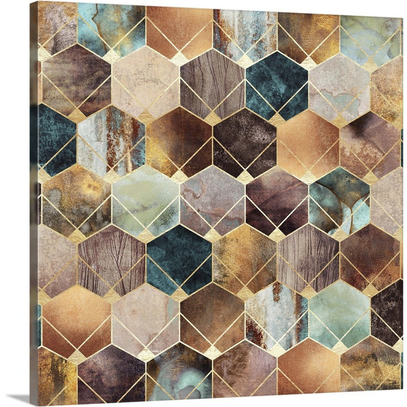 " Natural Hexagons And Diamonds ", 24" H x 24" W x 1.25" D, Wrapped Canvas