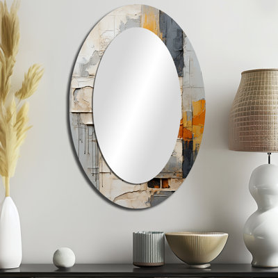 Abstrait Assemblage abstrait I - Miroir mural moderne jaune