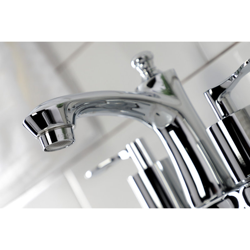 Kingston Brass Serena Two-Handle 3-Hole Deck Mount 4" Centerset Bathroom Faucet with Retail Pop-Up, Polished Chrome
