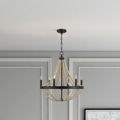 Luminaire suspendu en bois perlé noir Starry