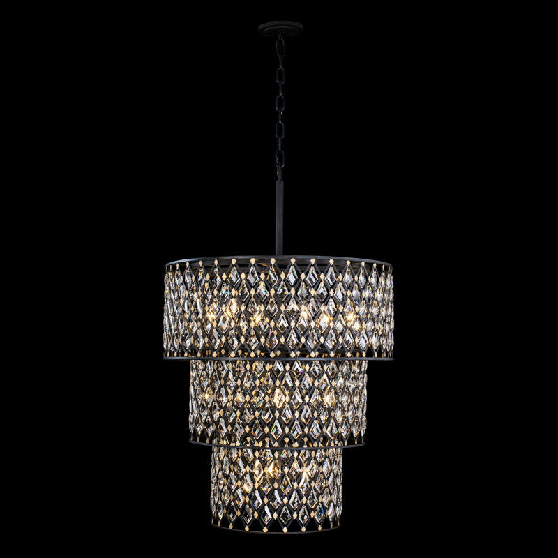 Lustre à 13 lumières Windsor, carbone / or Havane