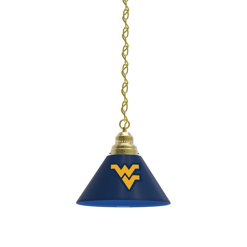 1 - Light Single Pendant, Brass, West Virginia Mountaineers