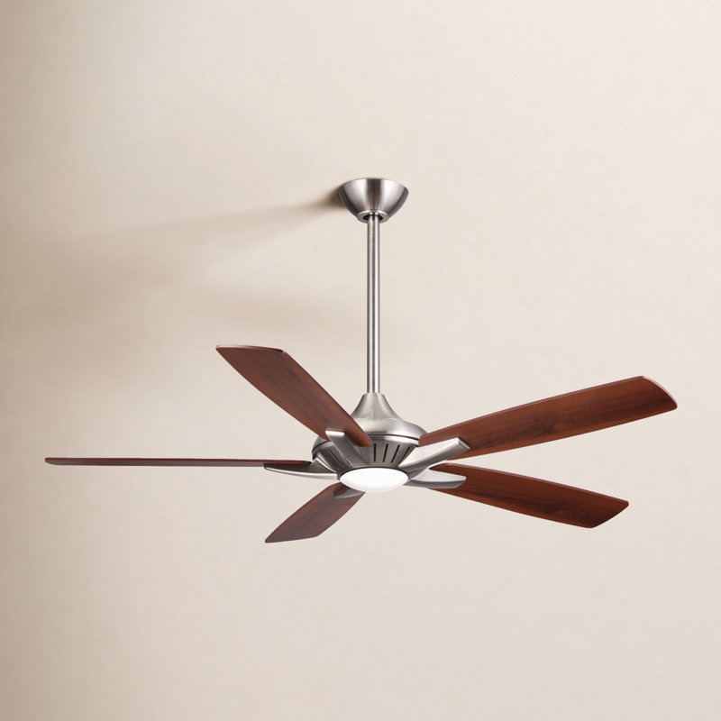 52" Dyno 5 - Blade Standard Ceiling Fan with Remote Control and Light Kit Included, Brushed Nickel