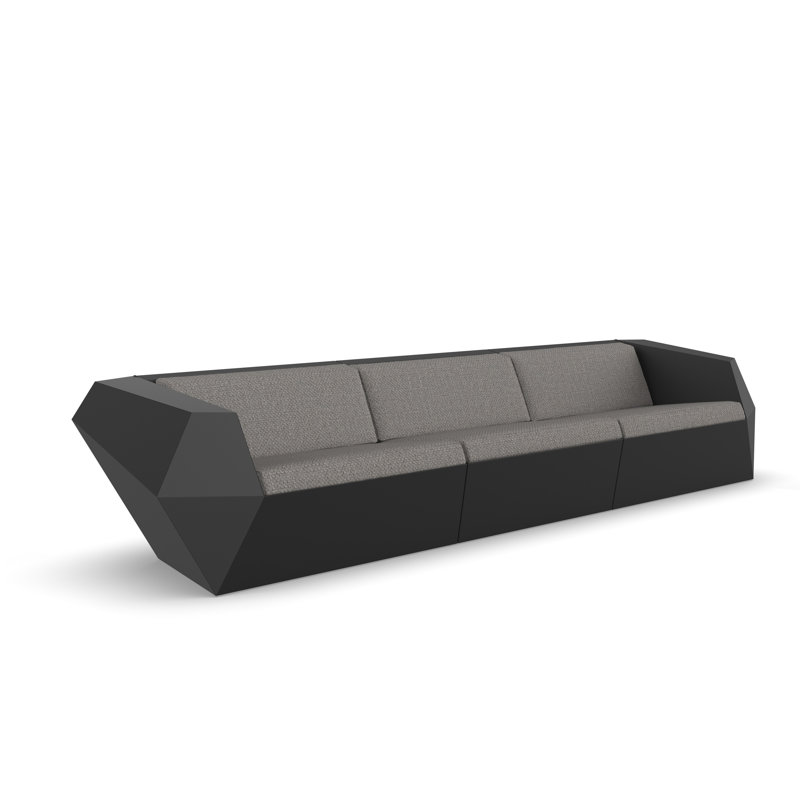 Faz 130.75" Wide Outdoor Patio Sofa with Cushions, Nautical Natural, Black
