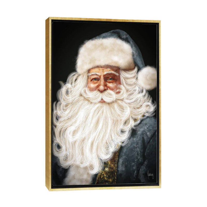 «Blue Santa», reproduction d'art sur toile encadrée, Doré