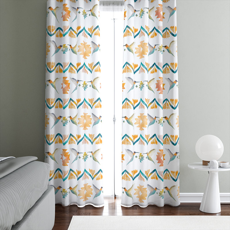 Panneaux de rideaux géométriques semi-transparents, L 20 po x L 82 po